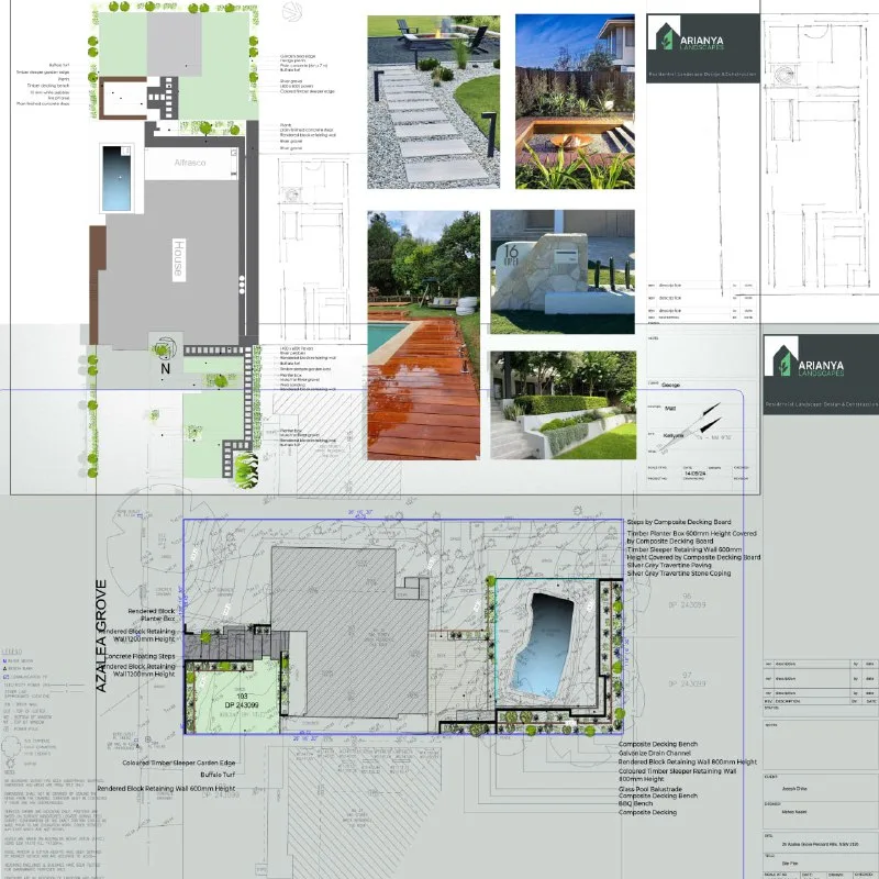 Custom landscape design services by Arianya Landscapes, creating beautiful and functional outdoor spaces
