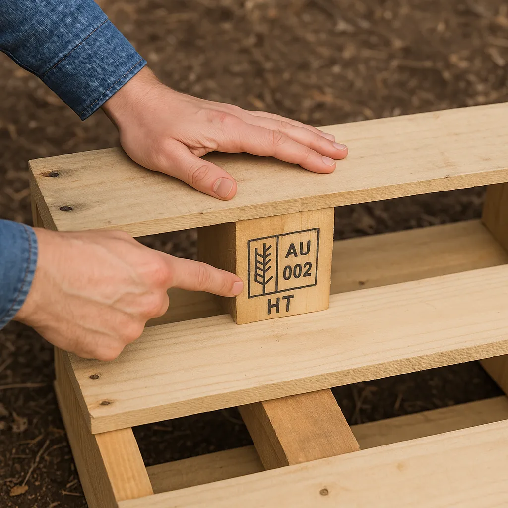 A professional and clean representation of a person inspecting a wooden panel, which could work well for a woodworking business