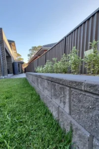 professional stone brick garden edging by Ariyania Landscapes in Sydney.