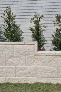 sandstone retaining wall solution in a garden