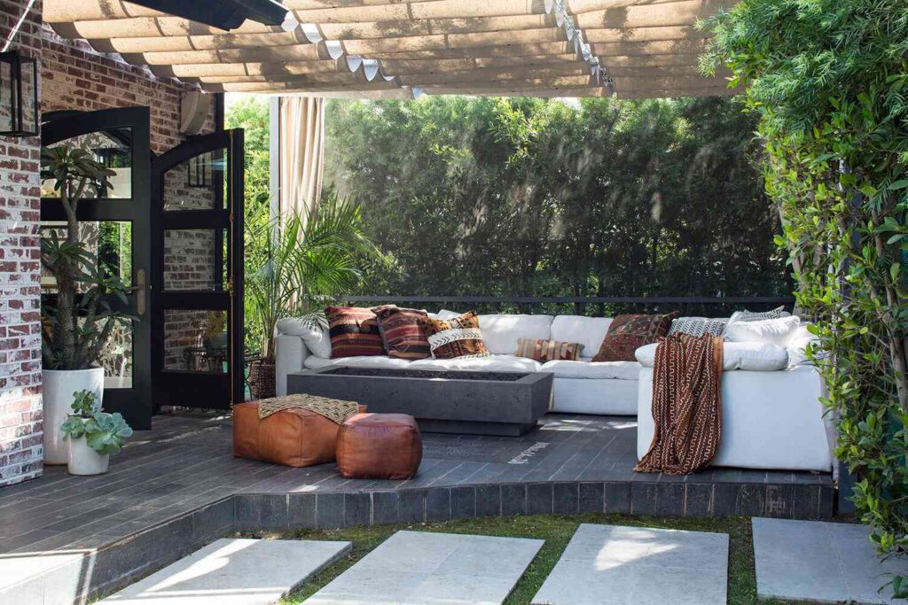 outdoor living space with weather-resistant furniture