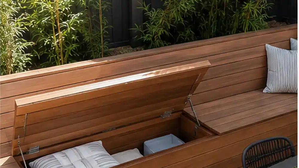 Deck bench with storage in a small Sydney backyard