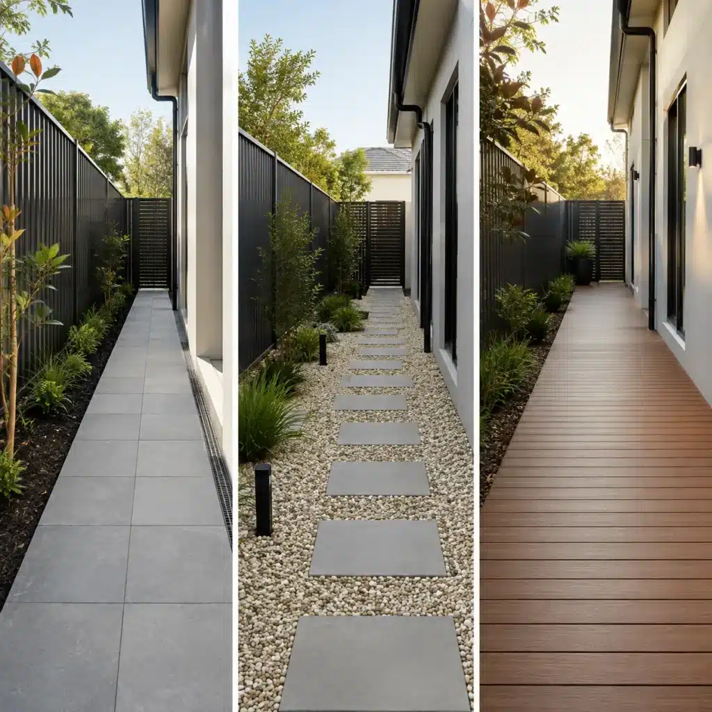 paving gravel or decking for side passage Sydney