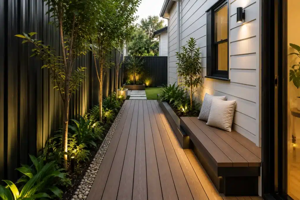 narrow side yard composite decking Sydney